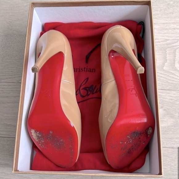 CHRISTIAN Louboutin peep toe very price 120nude heels - Picture 7 of 10